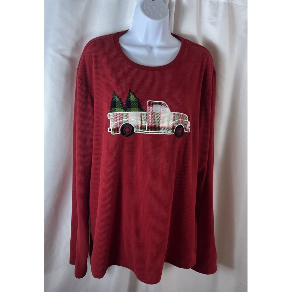 Eddie Bauer Ladies Holiday Christmas Truck Novelty Cozy Pajama Top Size L
